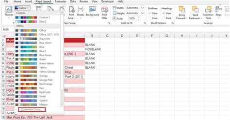 how to make theme colors in excel