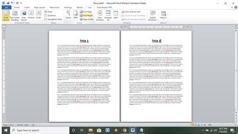 how to make two pages in word