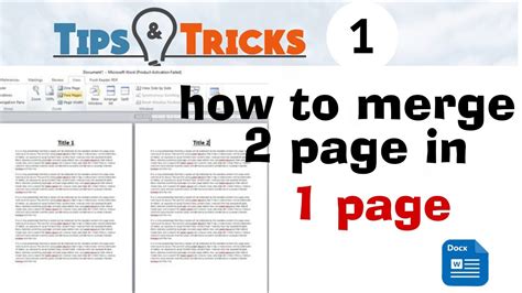 how to make two pages in word into one