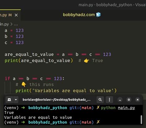 how to make two variables equal in python