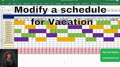 how to make vacation plan in excel