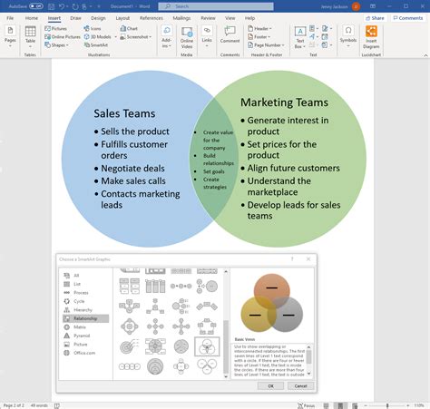 how to make venn diagram on ms word