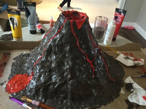 how to make volcano model for school project with cardboard