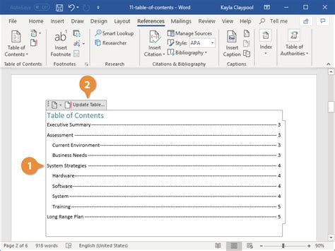 how to make word document table of contents clickable