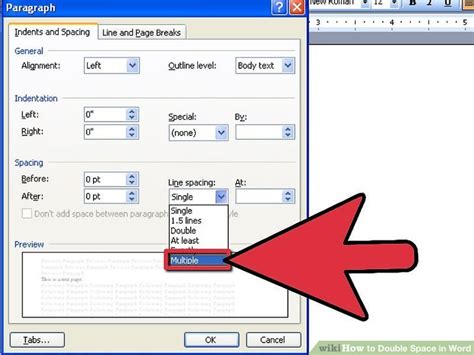 how to make words double spaced in word