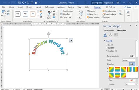 how to make words in a rainbow shape