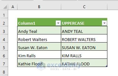 how to make words in all caps in excel
