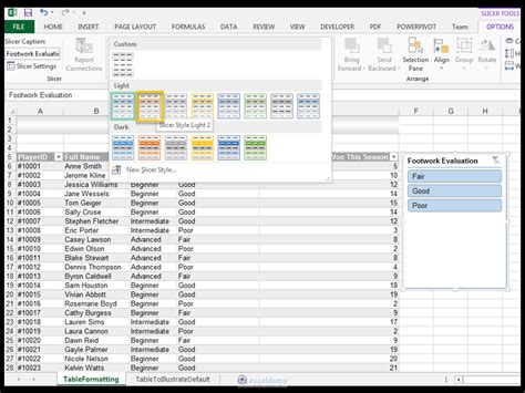 how to make your excel table look good