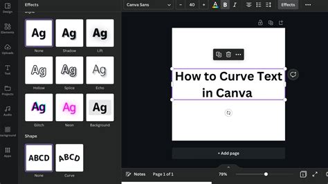 how to make your text curve in canva