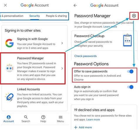 how to manage google passwords on android