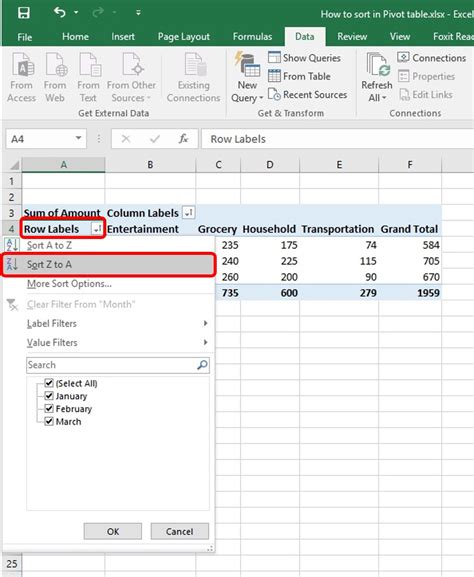 how to manually sort data in an excel pivot table