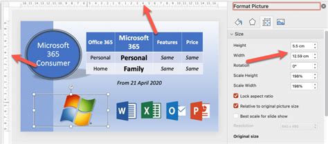 how to measure size in powerpoint
