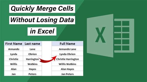 how to merge 4 cells in excel without losing data