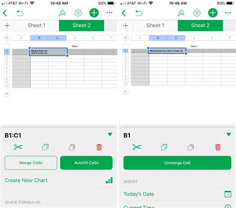 how to merge cells in excel app on ipad