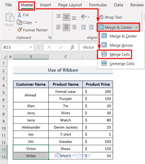 how to merge cells with same value in excel
