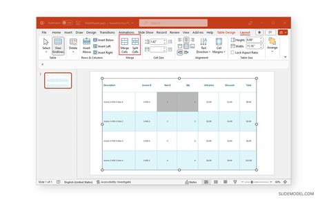 how to merge in powerpoint table