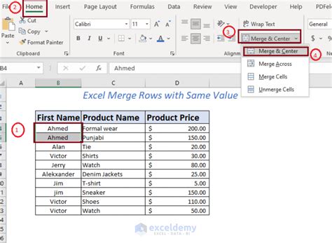 how to merge same values in excel