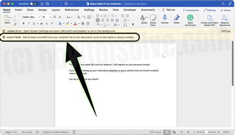 how to merge to email in word on mac