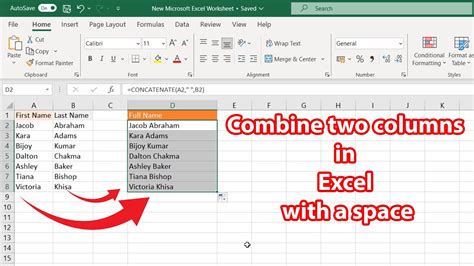 how to merge two column values in excel