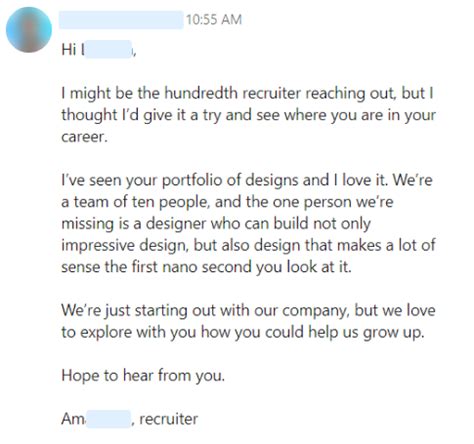 how to message a recruiter on linkedin example