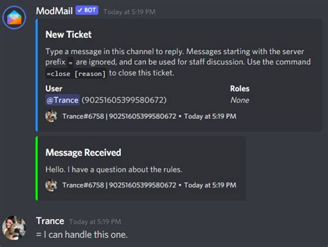 how to message modmail discord