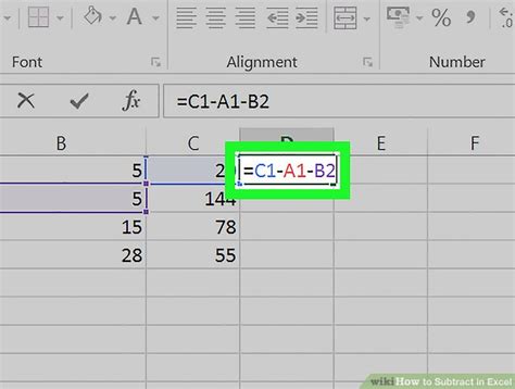 how to minus numbers in excel formula