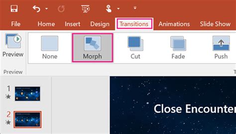 how to morph two slides in powerpoint