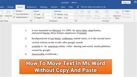 how to move text in word without copy and paste
