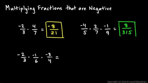 how to multiply fractions with negative numbers
