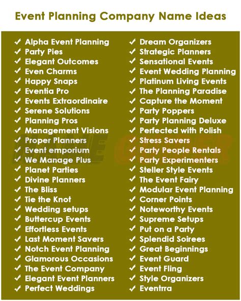 how to name an event