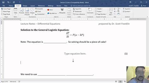 how to number equations in word mac