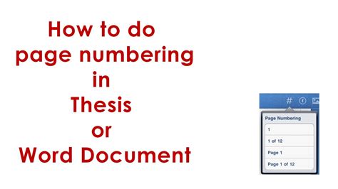 how to number pages for thesis in word