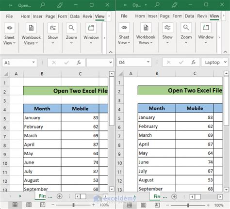 how to open 2 excel sheets in separate windows