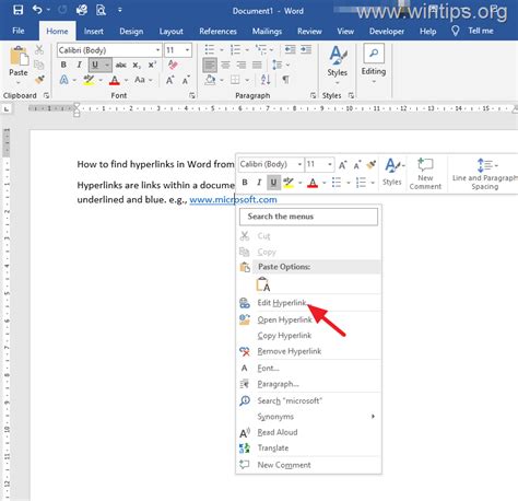 how to open a hyperlink in word document