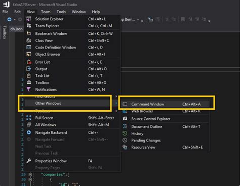 how to open a project in visual studio from terminal
