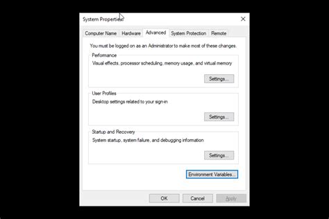 how to open advanced system settings in windows 10 from cmd