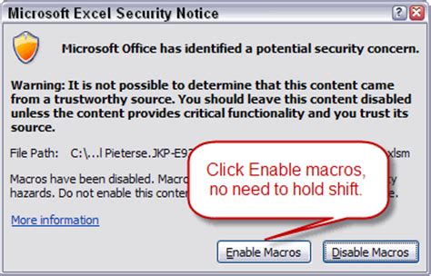 how to open an excel file without running a macro