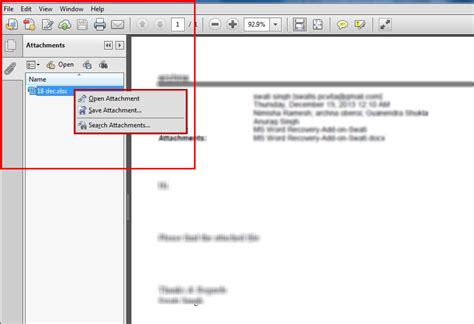 how to open attached zip file in pdf