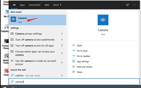 how to open camera app in windows 10