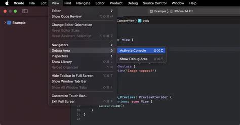 how to open console xcode