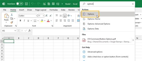 how to open excel options on macbook