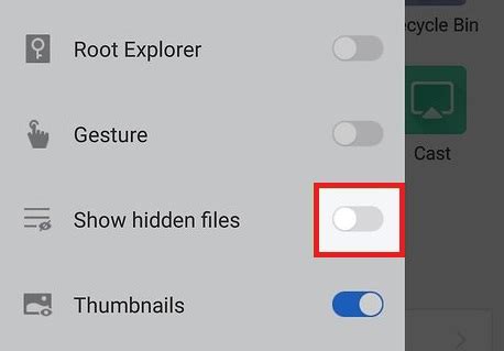 how to open hidden files on android