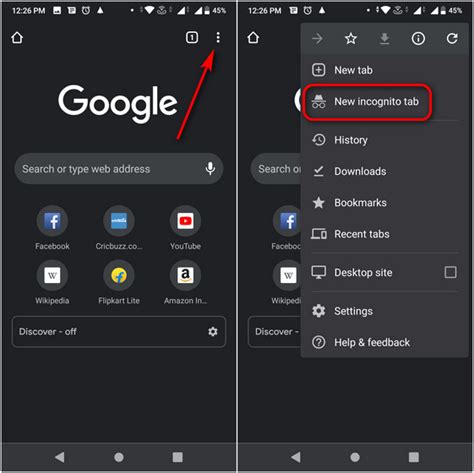 how to open incognito mode in android phone