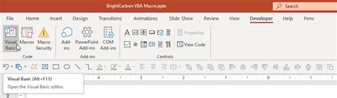 how to open microsoft visual basic for applications in powerpoint