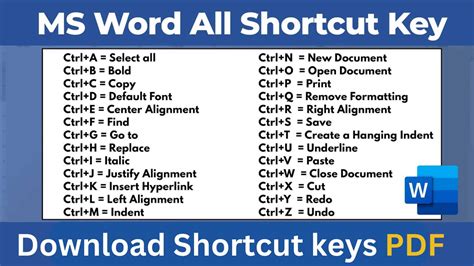 how to open ms word in computer shortcut keys