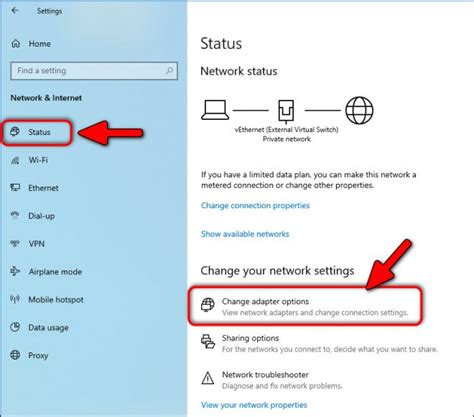how to open network settings in windows 10