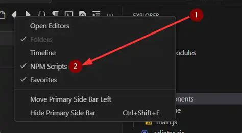 how to open npm scripts in visual studio code