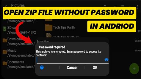 how to open password protected zip file without password in android samsung