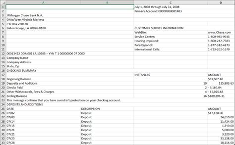 how to open pdf bank statement in excel