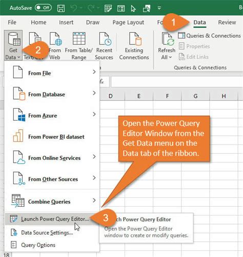 how to open power query editor in excel 2016